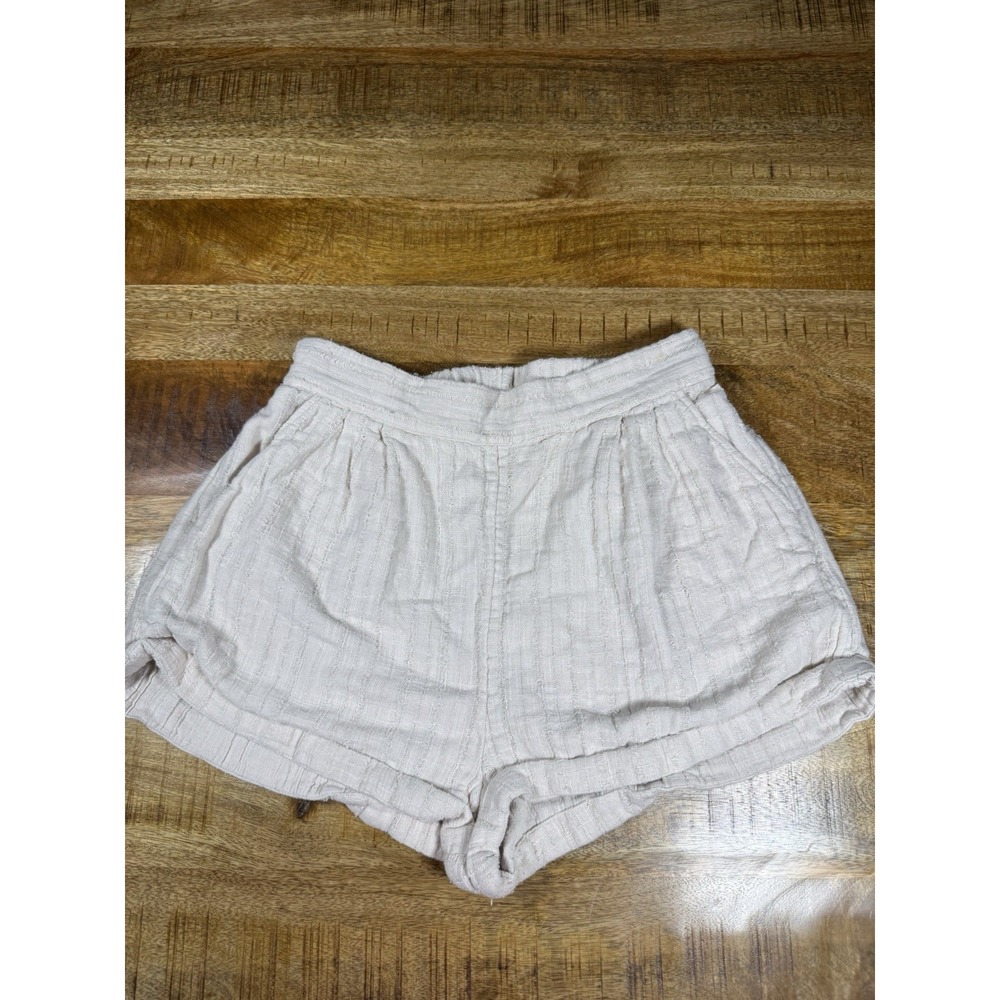 Free People Get Free Poplin Pull-On Shorts Womens M Nilla Cream Boho Ruched
